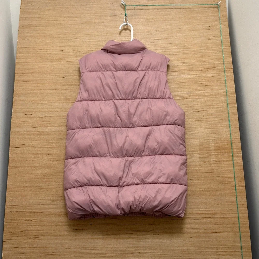 Old Navy Girls Puffer‎ Vest Pink Fleece Lined Quilted Zip Up Mock Neck L 10-12